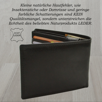 Herren Leder Geldbörse mit Münzfach und drittem geheimen Geldscheinfach